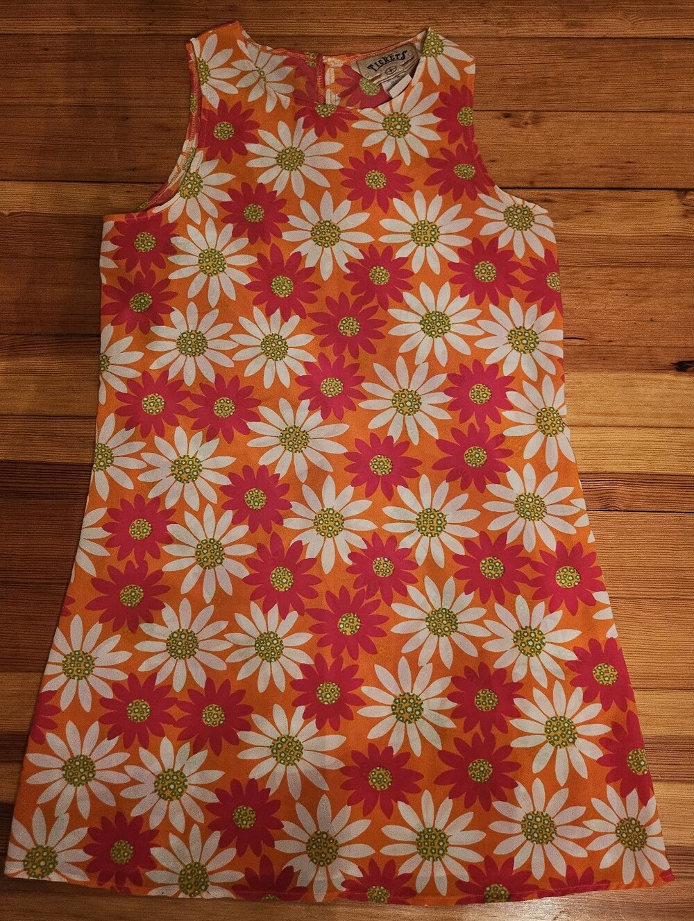 Halloween Costume- Vintage Floral Shift Dress in Orange, White & Pink